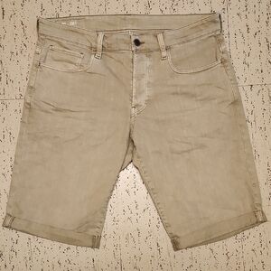 G-Star Raw 3301 Grey Straight Leg Denim Shorts
